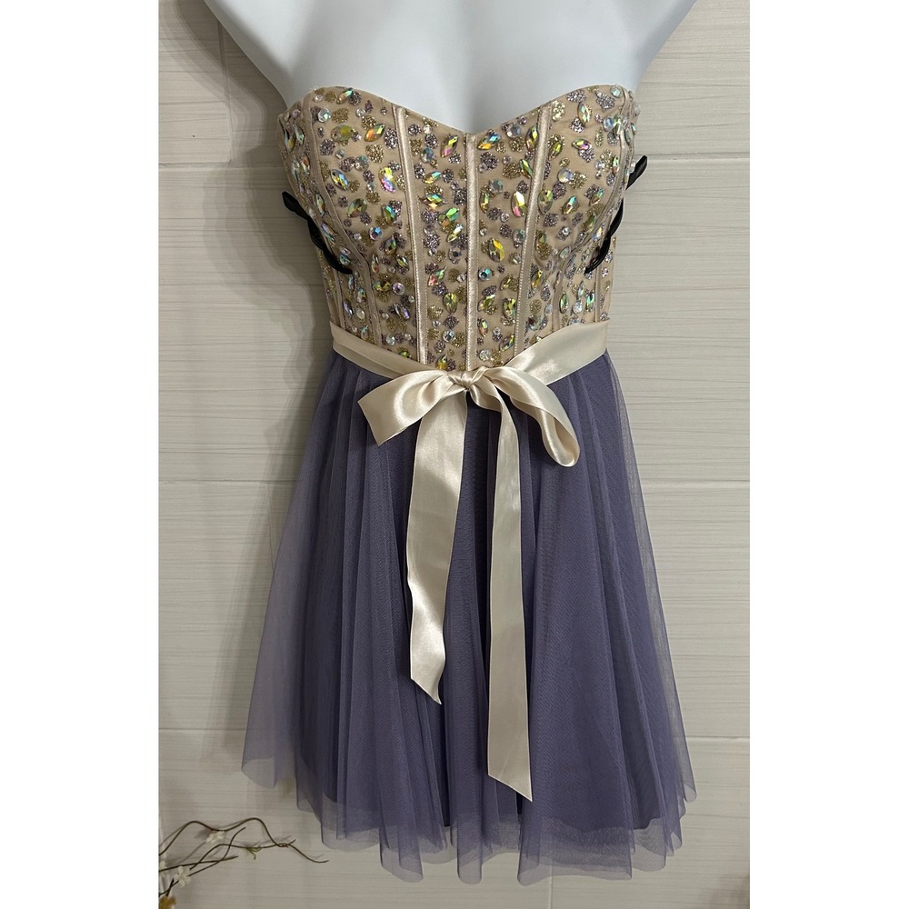 Nights by Teeze Me Dress Strapless Party Cocktail Tulle Mini HoCo 7